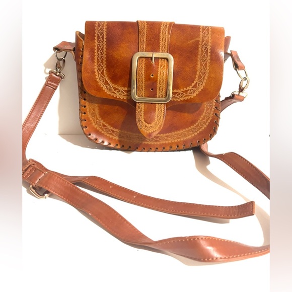 Handmade Brown Leather Crossbody Bag - Picture 1 of 8